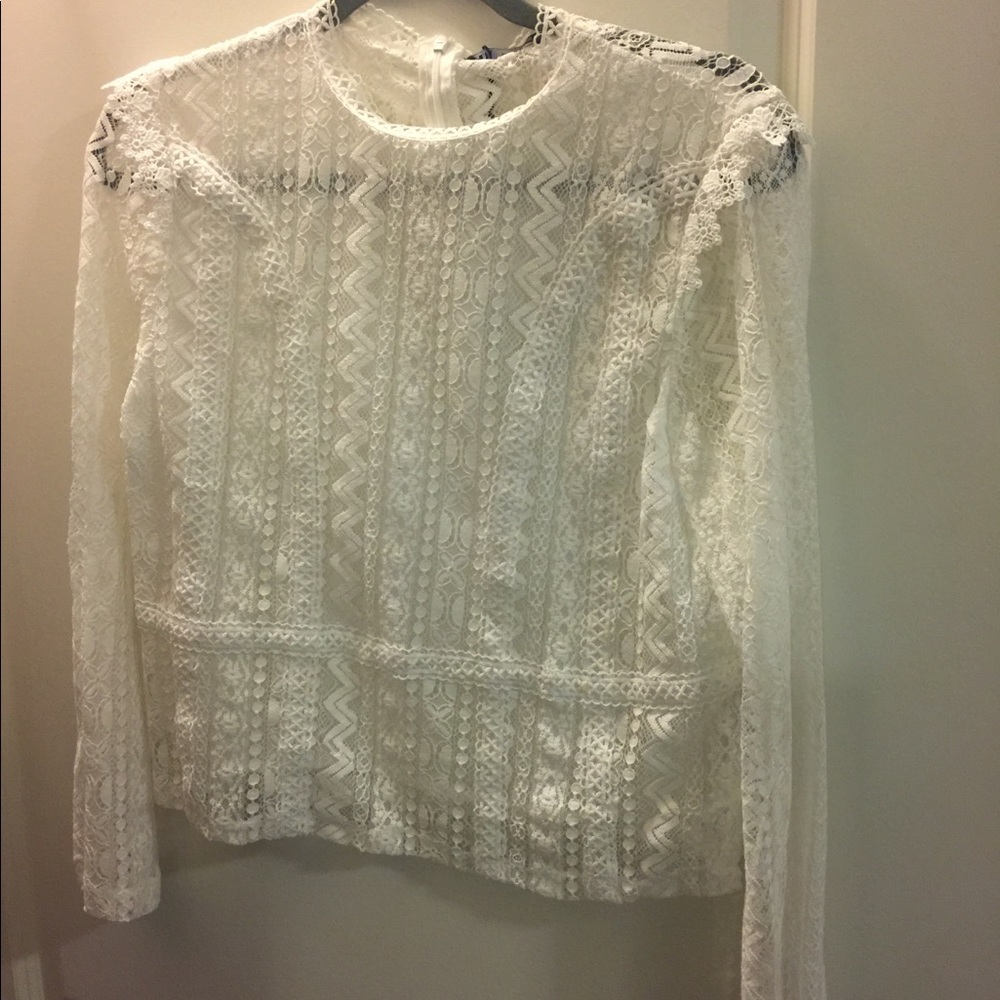 Zara Ivory Lace Long Steve Top